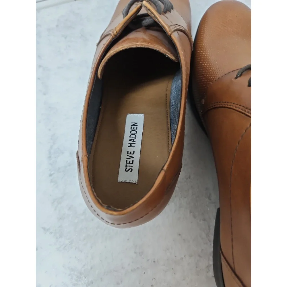 Steve Madden Havin Brown Leather Oxford Dress Shoes Lace Up Mens Size 9